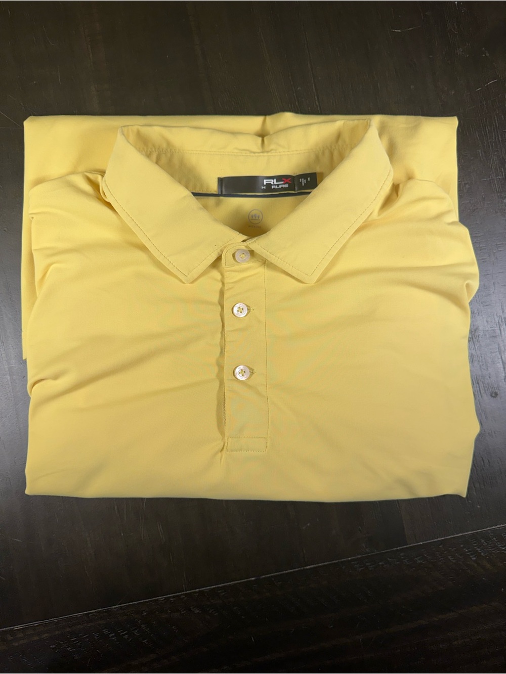 RLX Ralph Lauren Mens Golf Polo Shirt XL Yellow Short Sleeve Wicking Performance